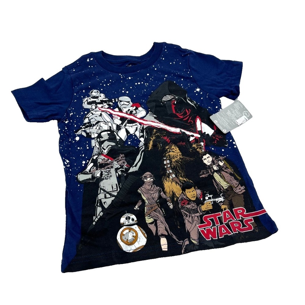 Disney Store Star Wars Boys Blue T-Shirt XXS (2/3) New‎